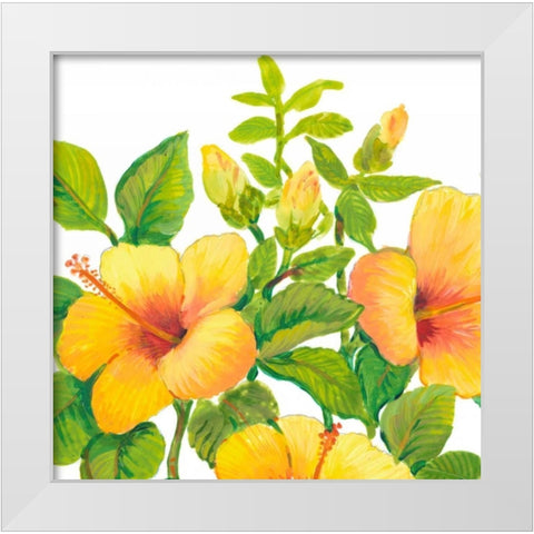 Watercolor Hibiscus I White Modern Wood Framed Art Print by OToole, Tim