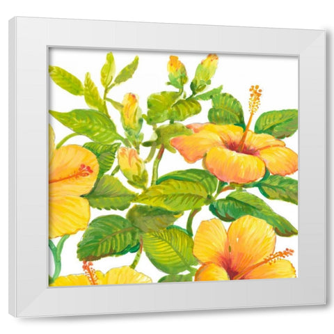 Watercolor Hibiscus II White Modern Wood Framed Art Print by OToole, Tim