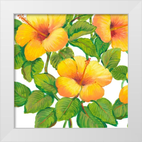 Watercolor Hibiscus III White Modern Wood Framed Art Print by OToole, Tim