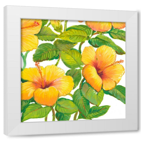 Watercolor Hibiscus IV White Modern Wood Framed Art Print by OToole, Tim