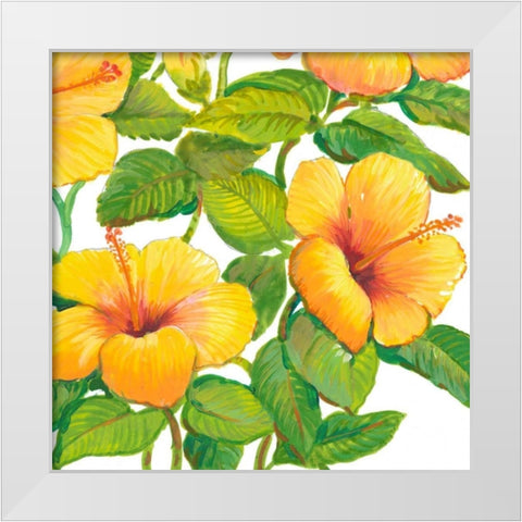 Watercolor Hibiscus IV White Modern Wood Framed Art Print by OToole, Tim