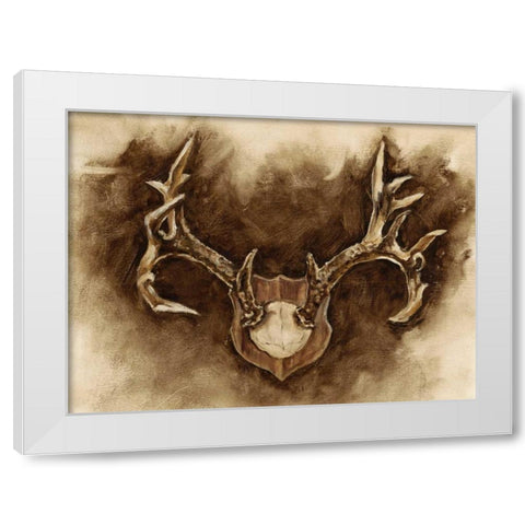 Rustic Antler Mount I White Modern Wood Framed Art Print by Harper, Ethan