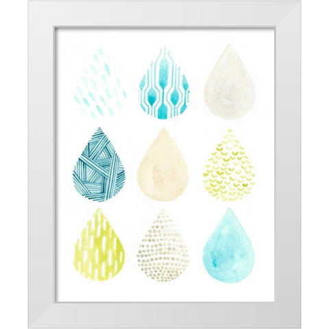 Pattern Drops I White Modern Wood Framed Art Print by Vess, June Erica