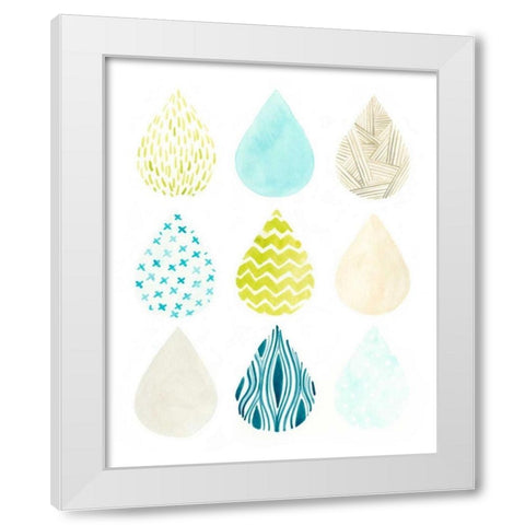Pattern Drops II White Modern Wood Framed Art Print by Vess, June Erica