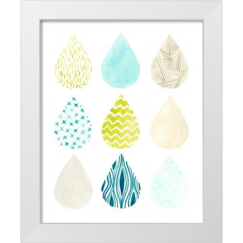 Pattern Drops II White Modern Wood Framed Art Print by Vess, June Erica