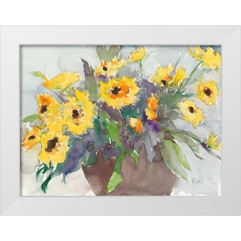 Something Floral V White Modern Wood Framed Art Print by Dixon, Samuel