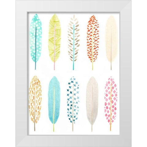Feather Patterns I White Modern Wood Framed Art Print by Vess, June Erica