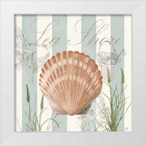 Seashells by the Seashore II White Modern Wood Framed Art Print by Reynolds, Jade
