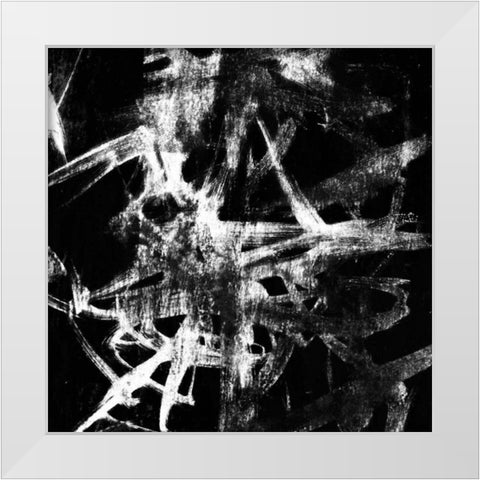 Monotype Scribble IV White Modern Wood Framed Art Print by Goldberger, Jennifer