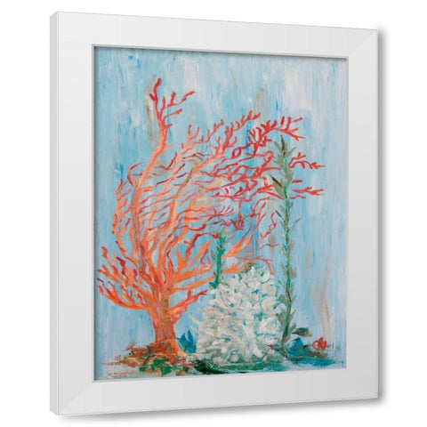 Painterly Coral I White Modern Wood Framed Art Print by Brewington, Olivia