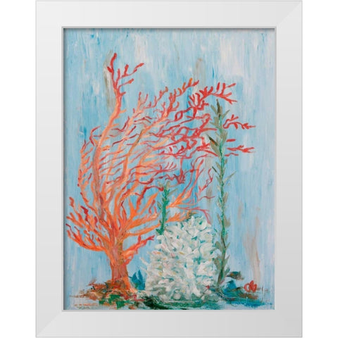 Painterly Coral I White Modern Wood Framed Art Print by Brewington, Olivia