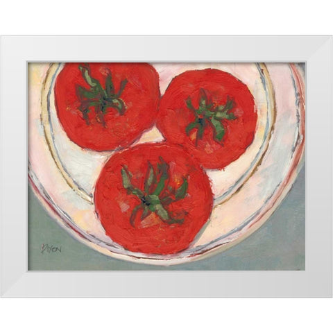 Plate with Tomato White Modern Wood Framed Art Print by Dixon, Samuel
