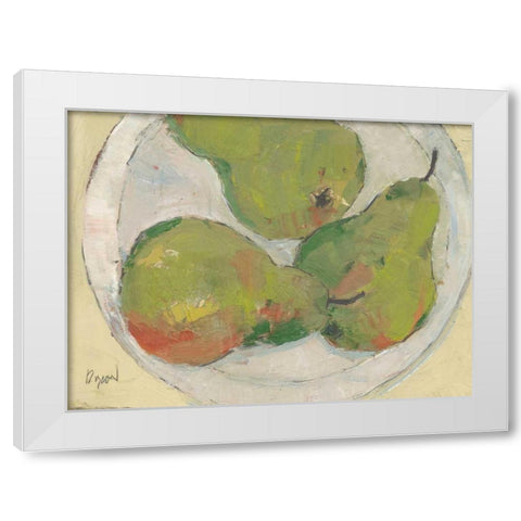 Plate with Pear White Modern Wood Framed Art Print by Dixon, Samuel
