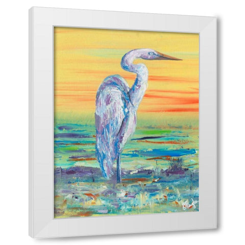 Egret Sunset I White Modern Wood Framed Art Print by Brewington, Olivia