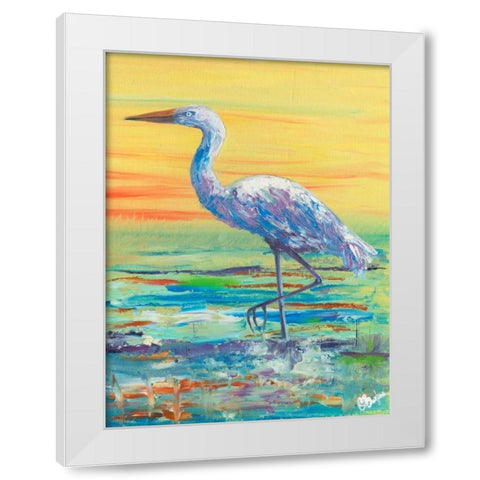 Egret Sunset II White Modern Wood Framed Art Print by Brewington, Olivia