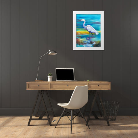Yellow Heron II White Modern Wood Framed Art Print by Brewington, Olivia