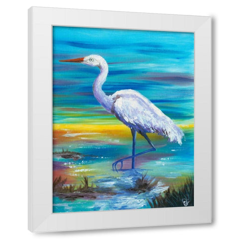 Yellow Heron II White Modern Wood Framed Art Print by Brewington, Olivia