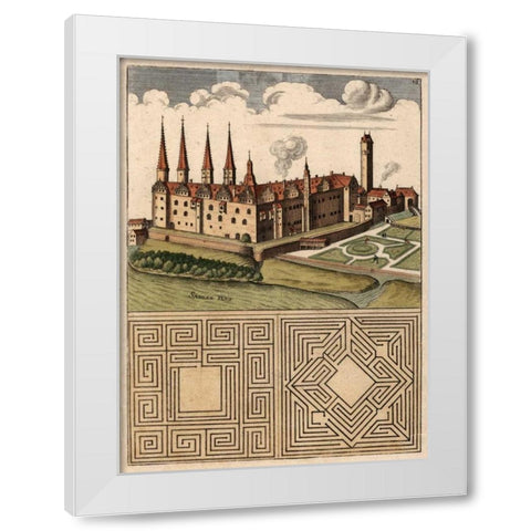 Castle and Maze I White Modern Wood Framed Art Print by Unknown