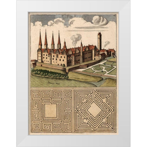 Castle and Maze I White Modern Wood Framed Art Print by Unknown