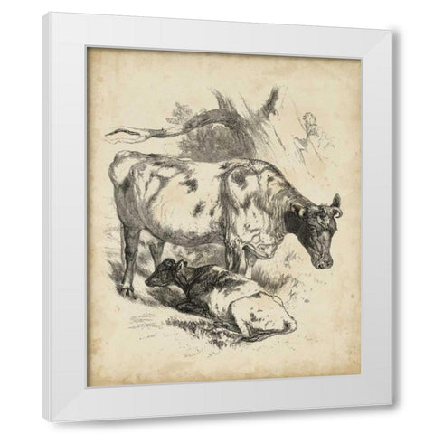 Pastoral Sketch I White Modern Wood Framed Art Print by Unknown