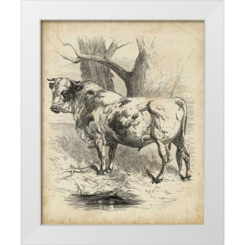 Pastoral Sketch II White Modern Wood Framed Art Print by Unknown