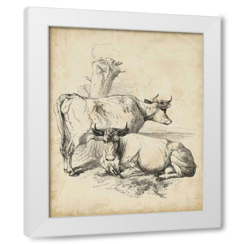 Pastoral Sketch III White Modern Wood Framed Art Print by Unknown