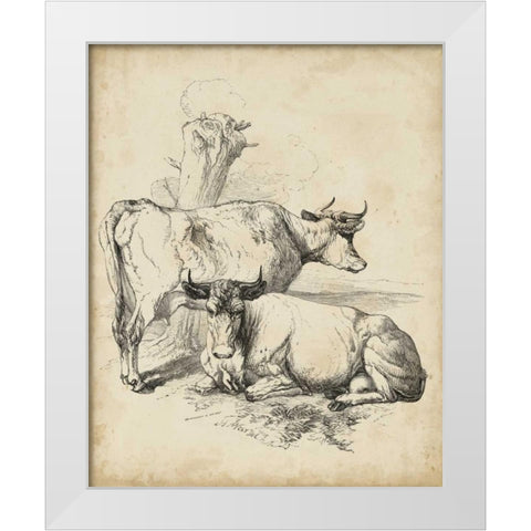 Pastoral Sketch III White Modern Wood Framed Art Print by Unknown