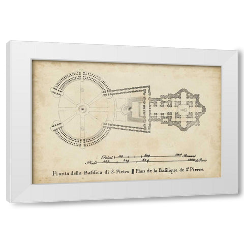 Plan for St. Peters Basilica White Modern Wood Framed Art Print by Unknown