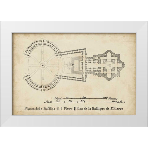 Plan for St. Peters Basilica White Modern Wood Framed Art Print by Unknown
