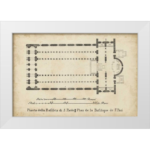 Plan for the Basilica at St. Pauls White Modern Wood Framed Art Print by Unknown