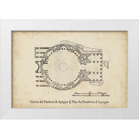 Plan for the Pantheon White Modern Wood Framed Art Print by Unknown
