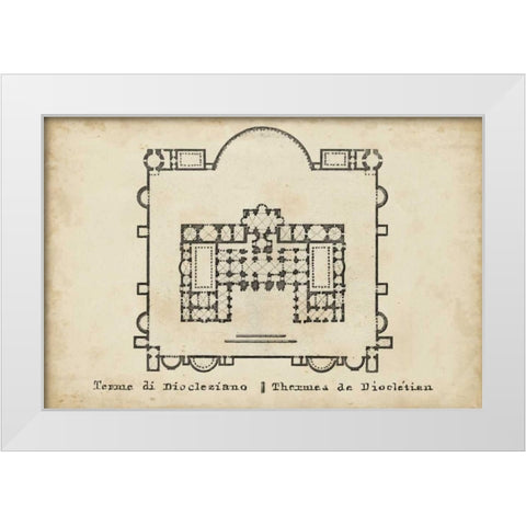 Plan for the Baths of Diocletian White Modern Wood Framed Art Print by Unknown