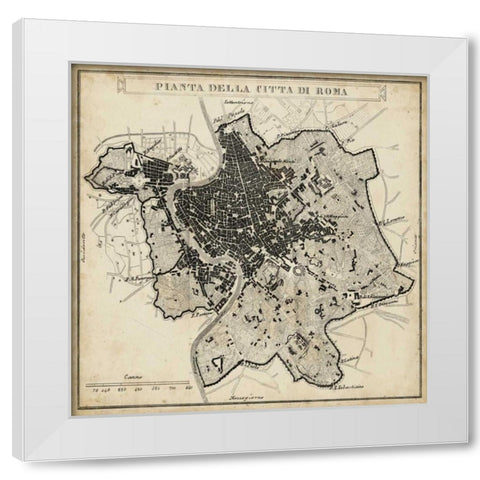 City Plan of Rome White Modern Wood Framed Art Print by Unknown