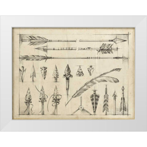 Arrow Schematic I White Modern Wood Framed Art Print by Harper, Ethan
