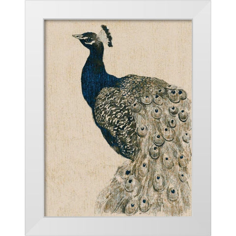 Textured Peacock II White Modern Wood Framed Art Print by Popp, Grace