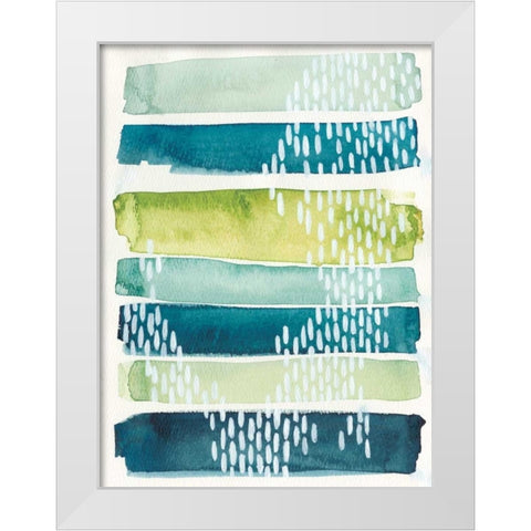 Aqua Streak I White Modern Wood Framed Art Print by Popp, Grace