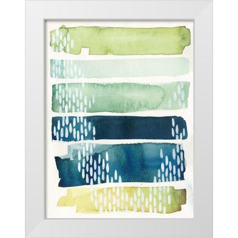 Aqua Streak II White Modern Wood Framed Art Print by Popp, Grace