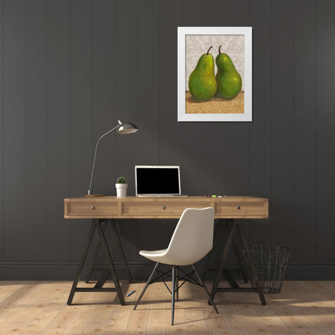 Pear Duo I White Modern Wood Framed Art Print by OToole, Tim
