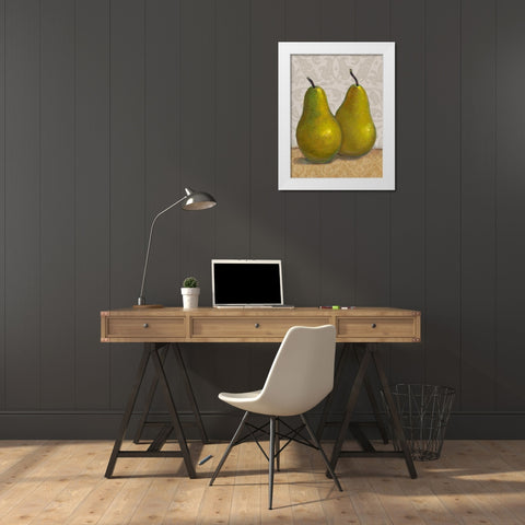 Pear Duo II White Modern Wood Framed Art Print by OToole, Tim