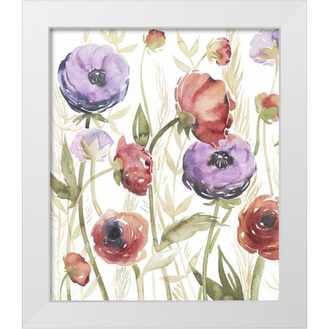 Jeweltoned Blossoms II White Modern Wood Framed Art Print by Popp, Grace