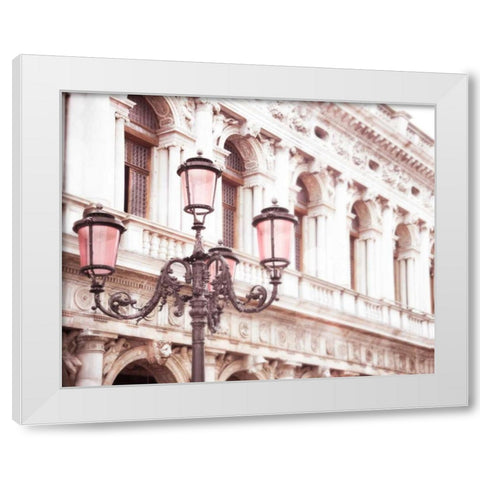 Venice Pink Lanterns I White Modern Wood Framed Art Print by Quintero, Sonja