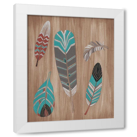 Driftwood Feathers I White Modern Wood Framed Art Print by Vess, June Erica