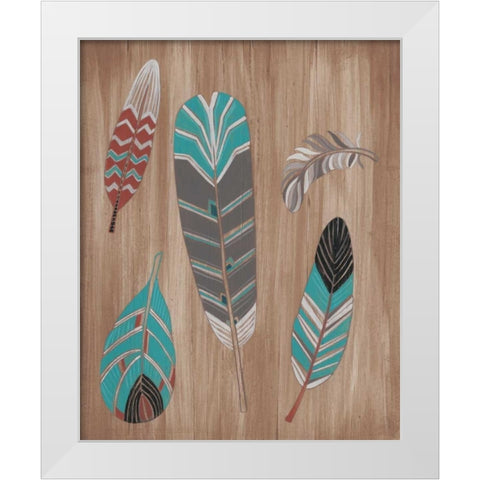 Driftwood Feathers I White Modern Wood Framed Art Print by Vess, June Erica