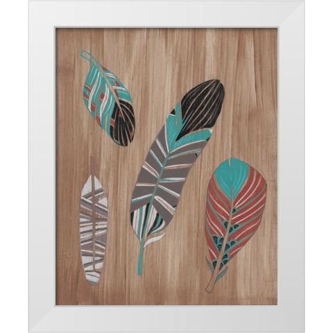 Driftwood Feathers II White Modern Wood Framed Art Print by Vess, June Erica