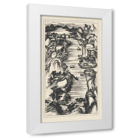 Chinese Birds-eye View in Grey II White Modern Wood Framed Art Print by Vision Studio