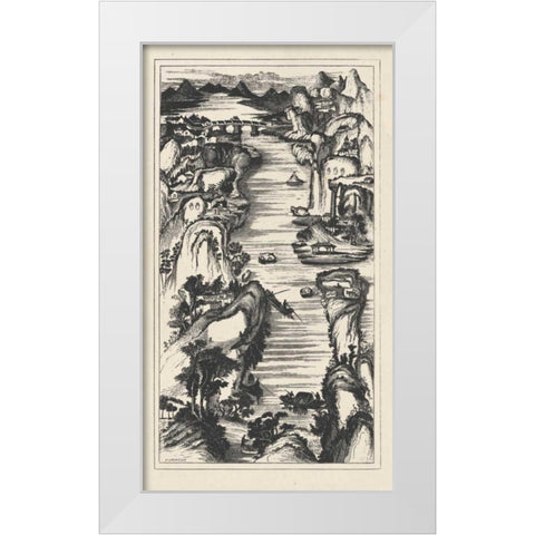 Chinese Birds-eye View in Grey II White Modern Wood Framed Art Print by Vision Studio