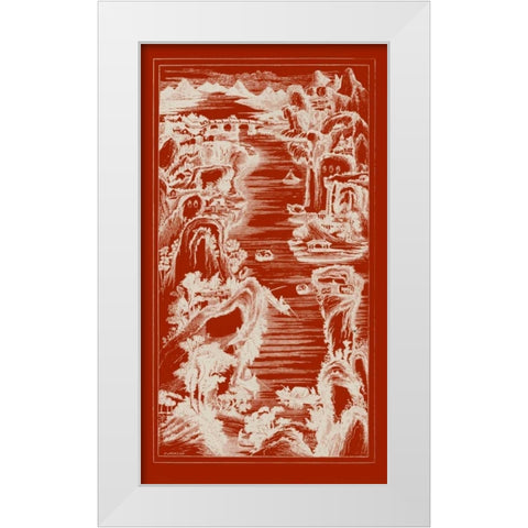 Chinese Birds-eye View in Red I White Modern Wood Framed Art Print by Vision Studio