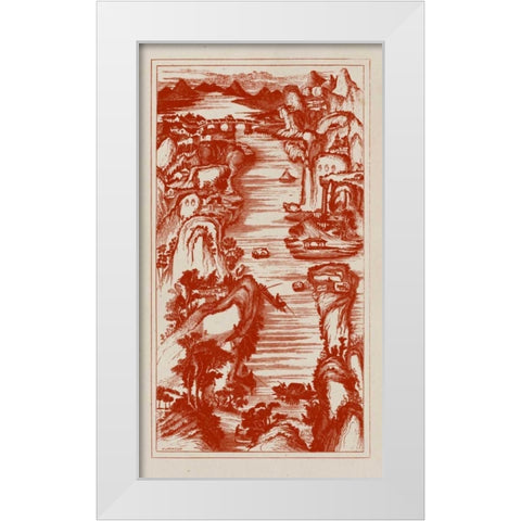 Chinese Birds-eye View in Red II White Modern Wood Framed Art Print by Vision Studio