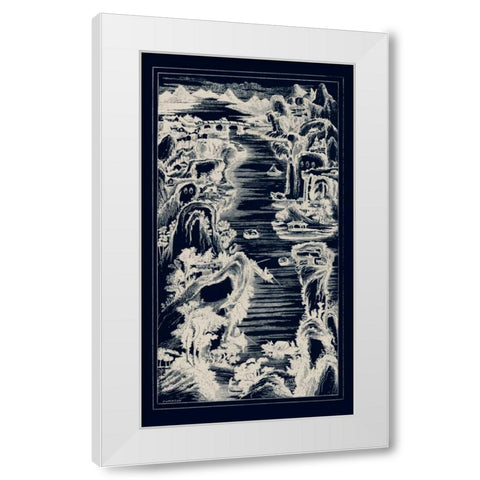 Chinese Birds-eye View in Navy I White Modern Wood Framed Art Print by Vision Studio