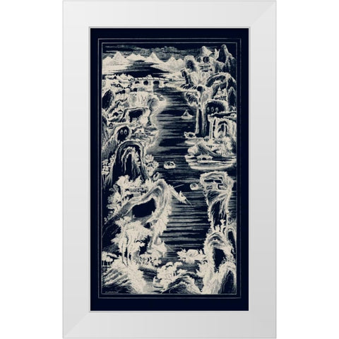 Chinese Birds-eye View in Navy I White Modern Wood Framed Art Print by Vision Studio